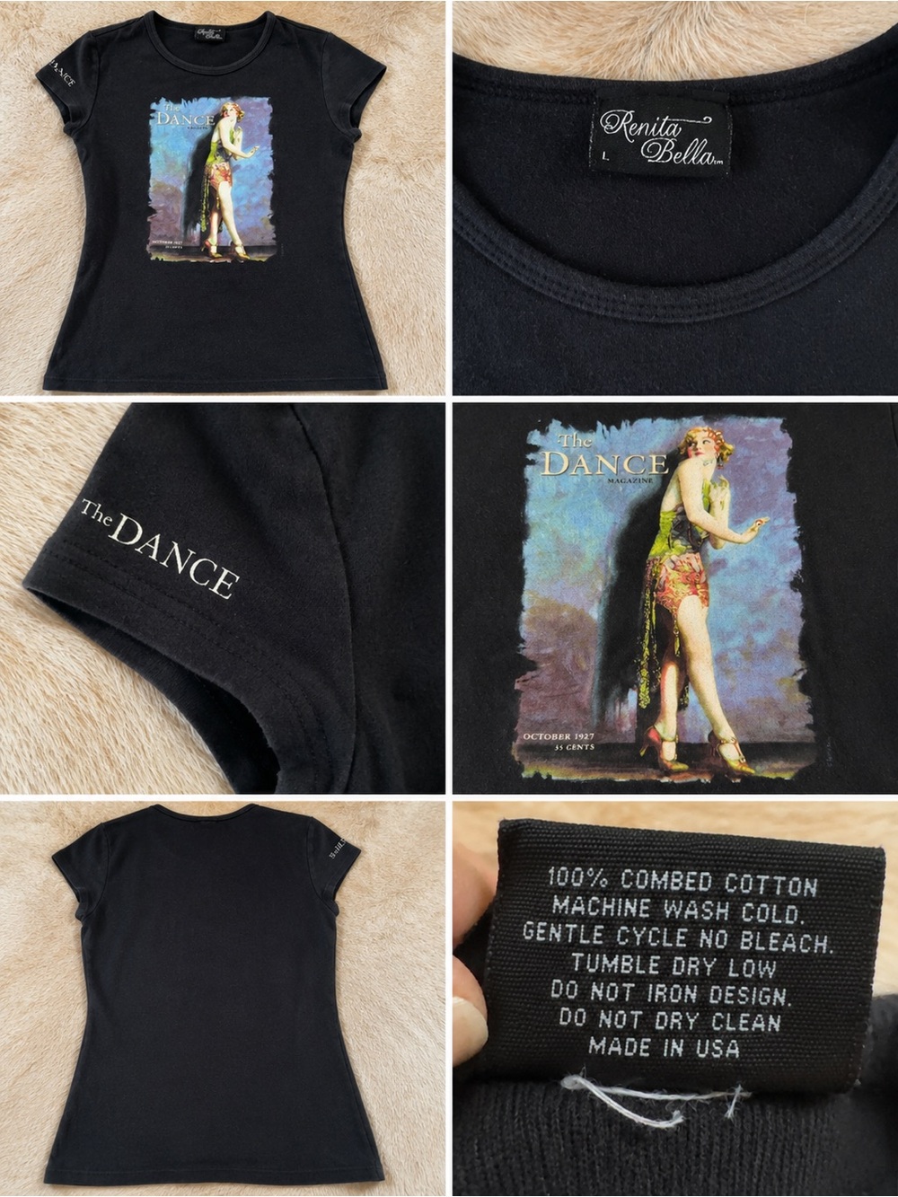 Vintage The Dance Magazine October 1927 Cover Graphic Tee Renita Bella Black